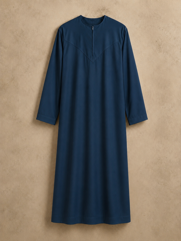 Deep Blue  - Zipped Omani Thobe