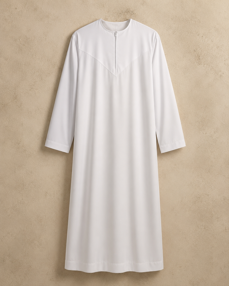 White - zipped Omani Thobe