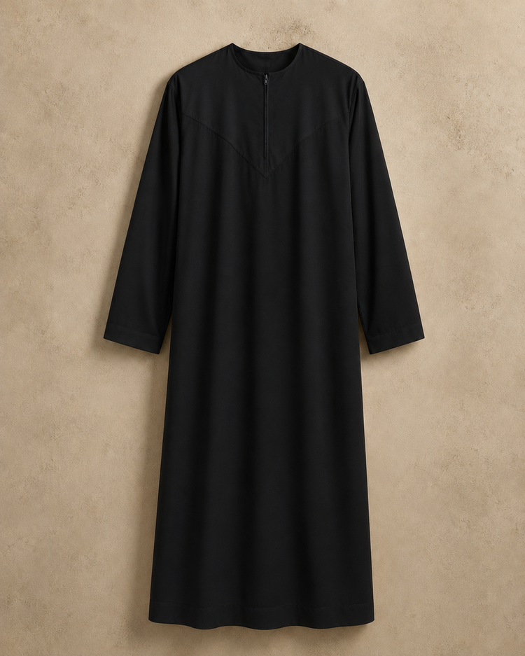 Black - Zipped Omani Thobe